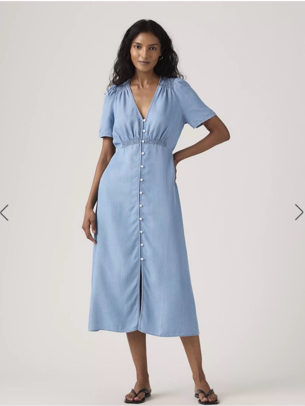 Levi's Light Blue Button-Front Midi Dress